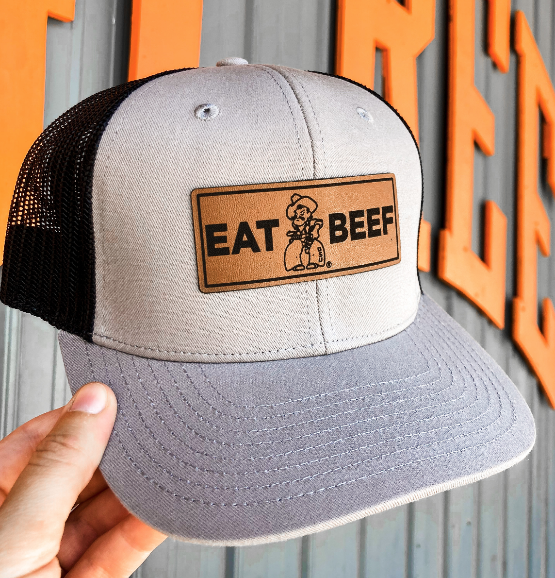 Eat Beef Leather Patch Realtree Original Trucker Hat